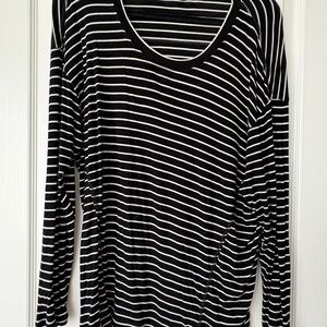 CAbi Black and White Fitted Long Sleeve Tee